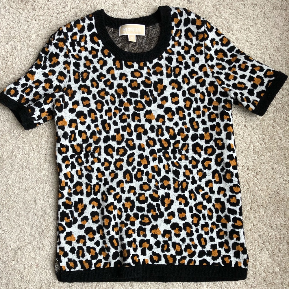 Short sleeved leopard print Michael Kors sweater